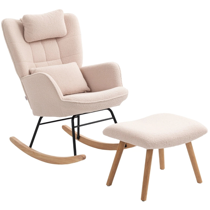 POLTRONA A DONDOLO CON POGGIAPIEDI, 70,5x101,5x99,5 cm, Poliestere Beige