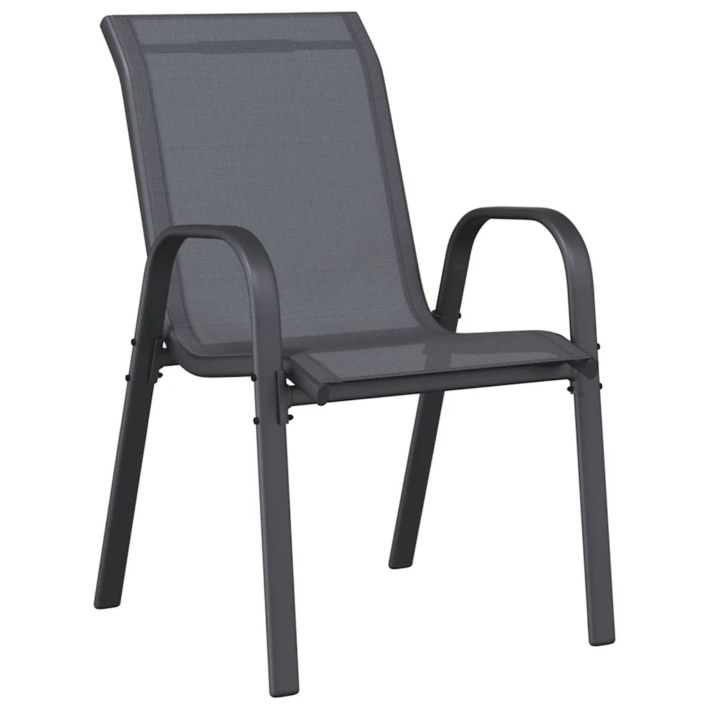 Sedie da Giardino Impilabili 4 pz | Sedie da Esterno in Tessuto Textilene Grigio