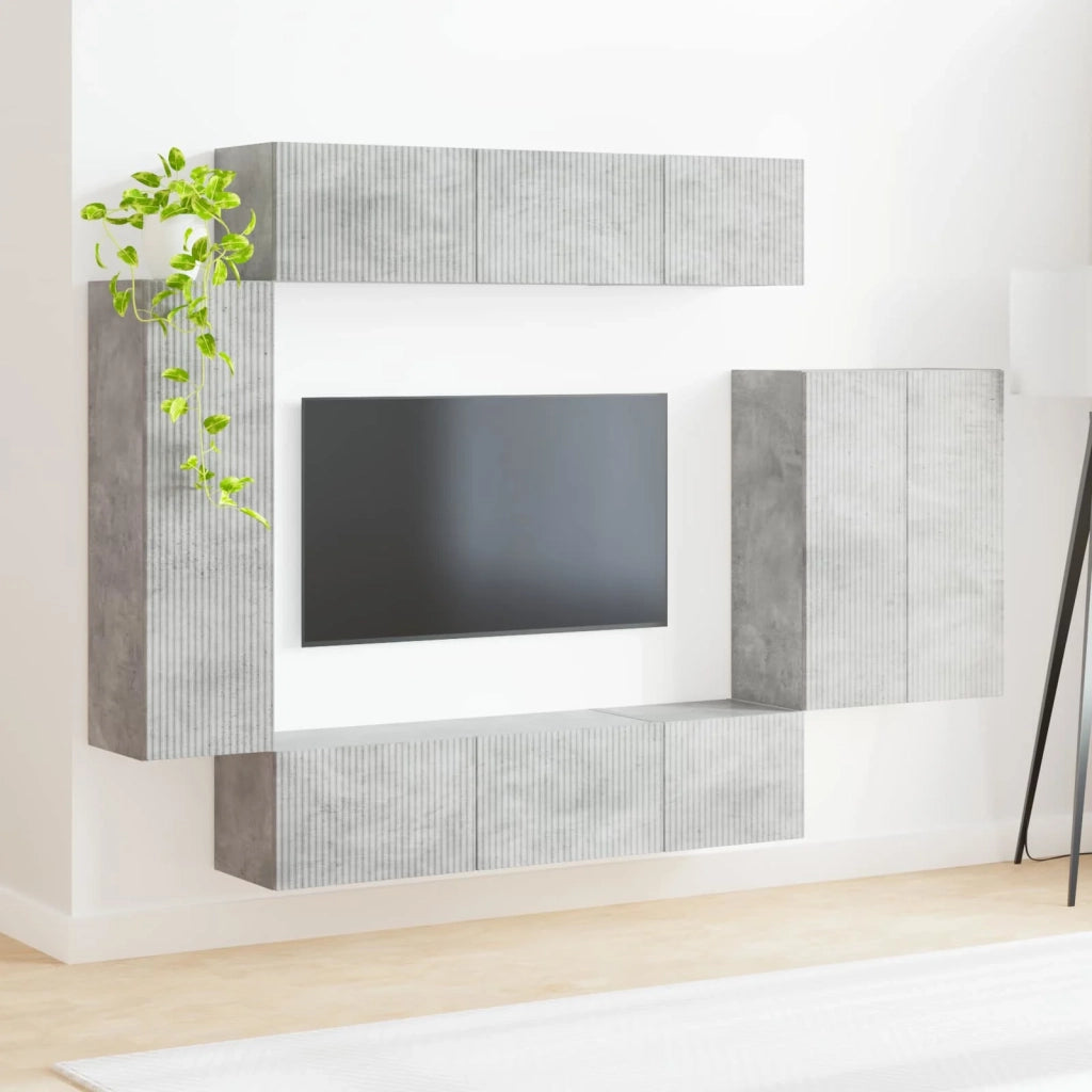 Set di Mobiletto da TV a Parete 6 pcs Grigio cemento