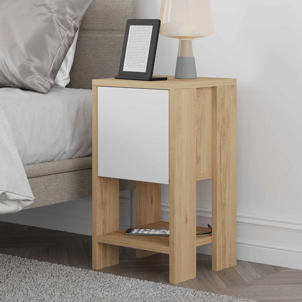 Comodino in legno "Ema" 30 x 30 x 55 cm - Rovere zaffiro