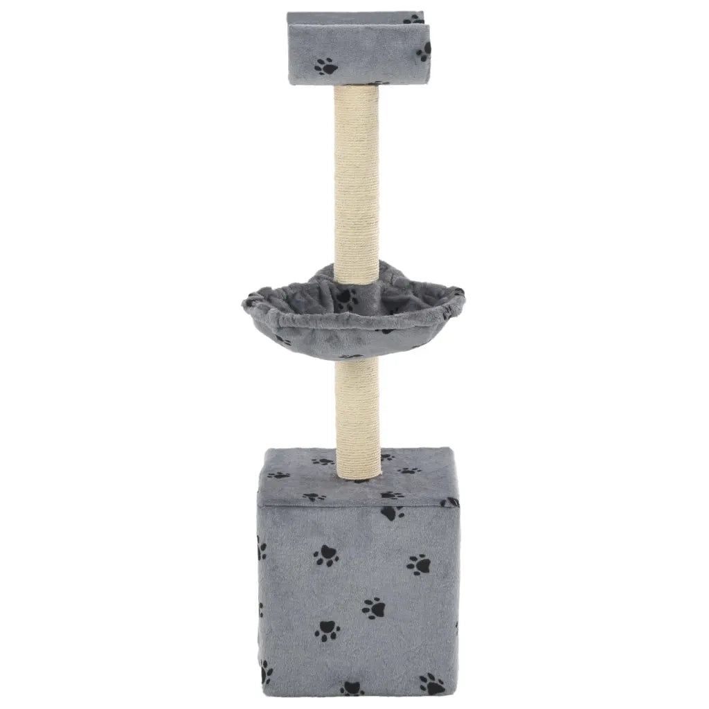 Albero per Gatti Tiragraffi Sisal 105 cm Zampe Stampate Grigio CFW6957469