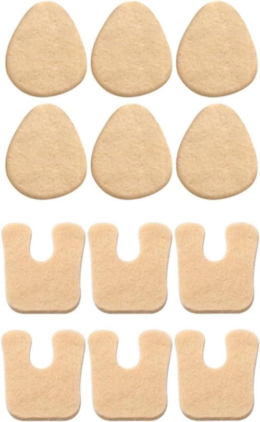 Set di 12 Pads di Velluto Verdici per Anteriore e Centro del Piede, Antiscivolo e Assorbente di Sudore