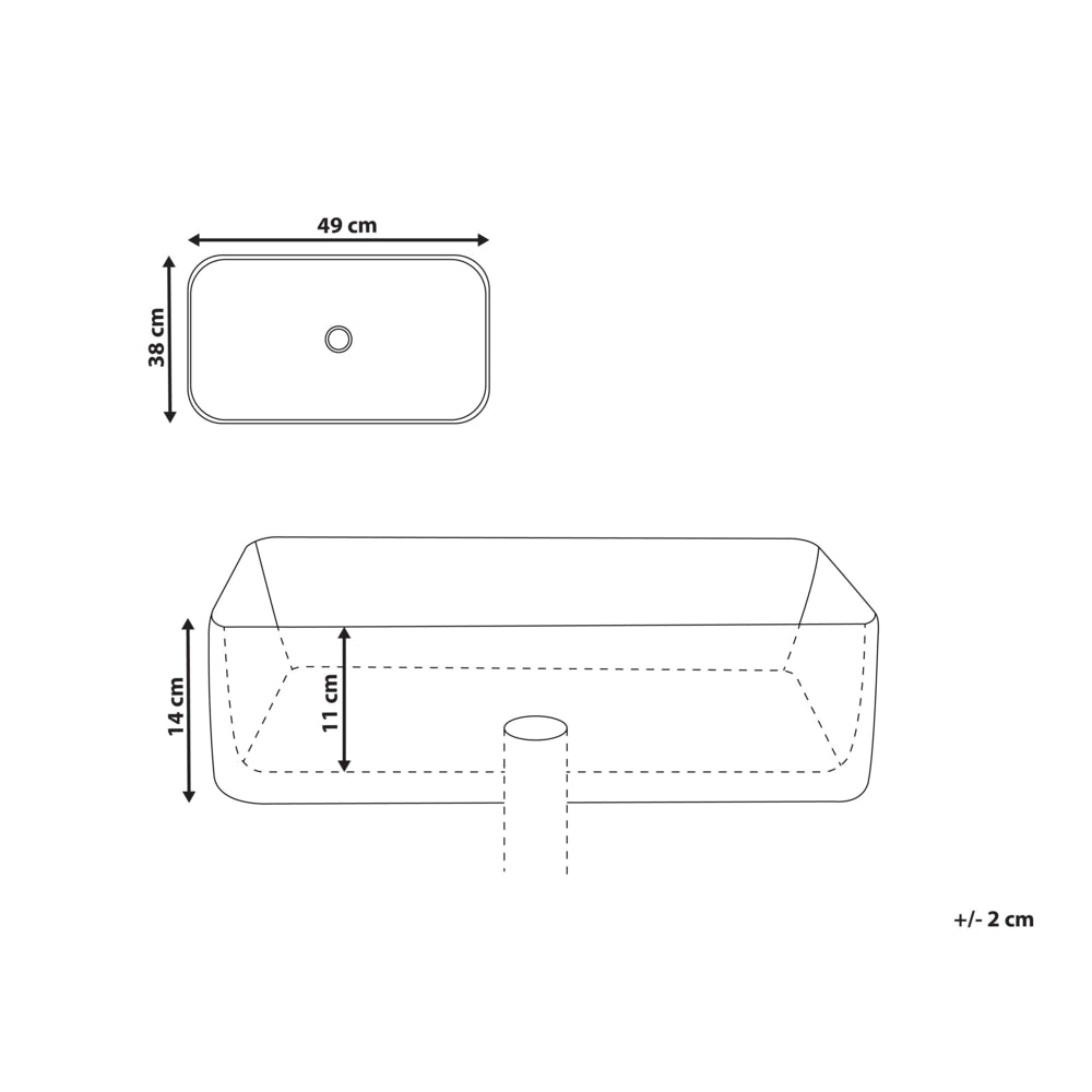 Lavabo da appoggio in ceramica bianca effetto marmo 490 x 380 mm Lavabo da bagno rettangolare stile Glam