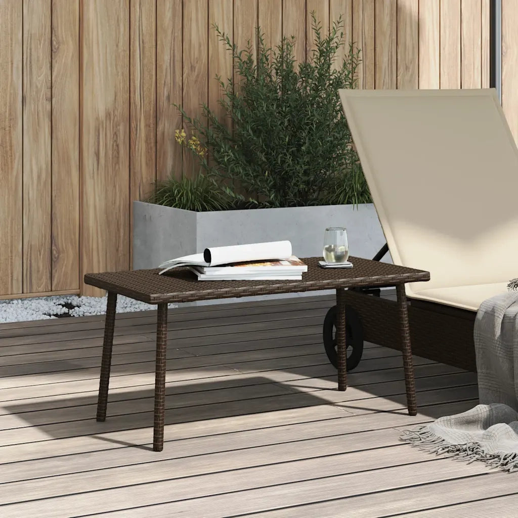 Tavolino Giardino | Tavolino da esterno Rettangolare Marrone 80x40x37 cm Polyrattan