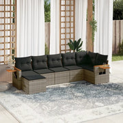 Set Divani da Giardino 7 pz con Cuscini Grigio in Polyrattan 3259435