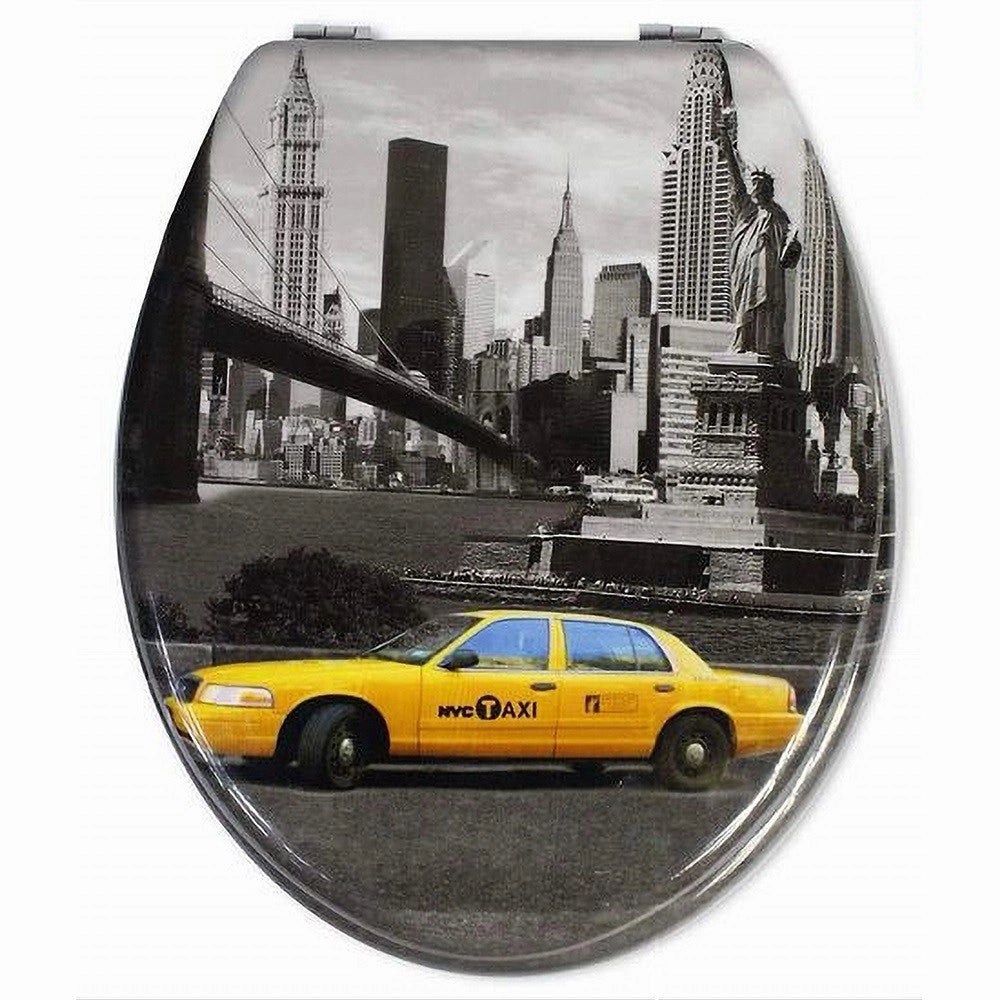 Trade Shop - Copriwater Copri Sedile Wc Bagno Universale Cerniere Acciaio Taxi New York 52974a -        3,5