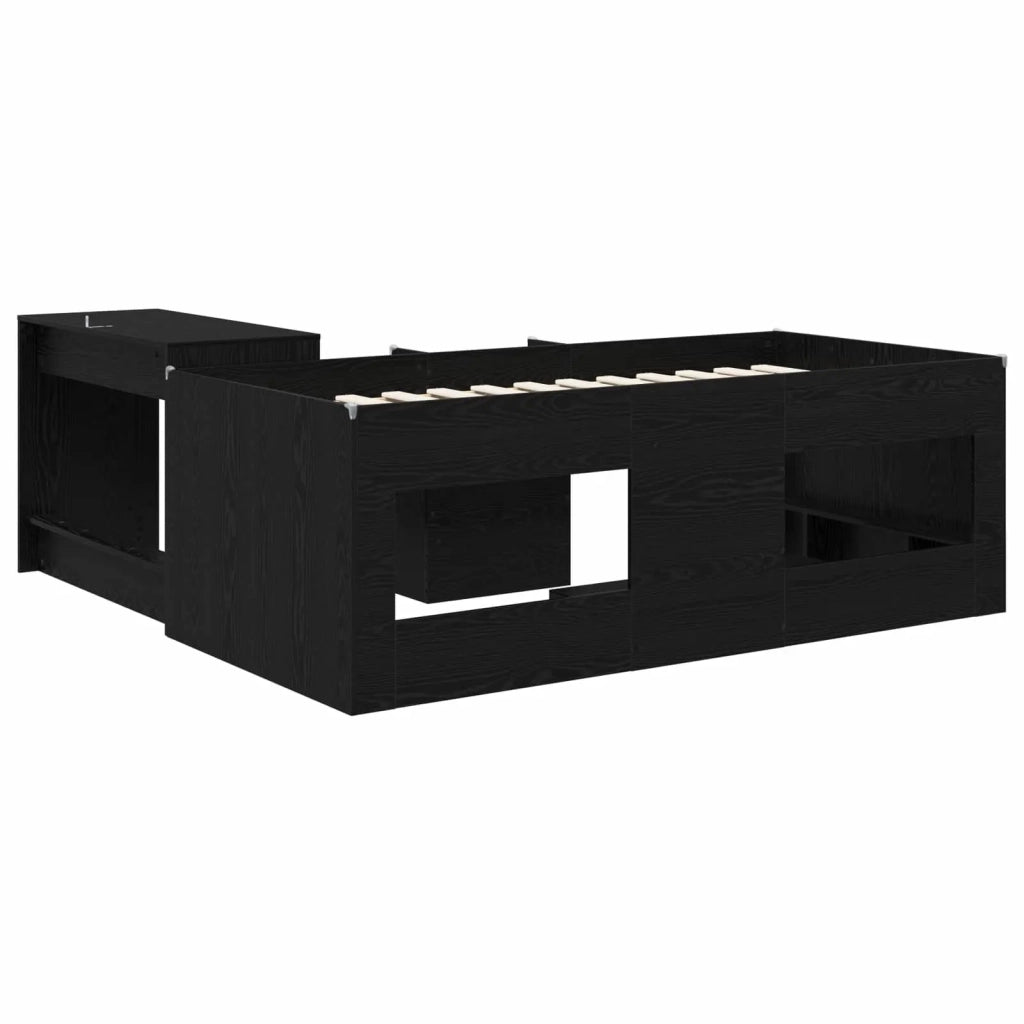 Letto alto per bambini con scrivania Rovere Nero 80 x 200 cm 3423439
