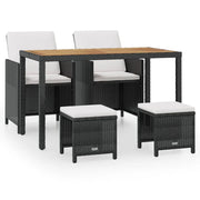 Set da Pranzo da Giardino 5 pz | Set Salotto da Giardino Polyrattan e Legno Acacia Nero