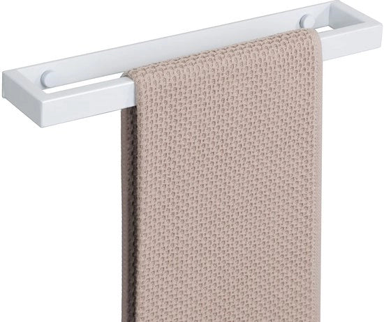 Maniglione per Asciugamani senza Forare Bianco Maniglione per Asciugamani senza Forare Autoadesivo o da Appendere con Viti RVS Maniglione per Asciugamani per Bagno e Cucina 30CM
