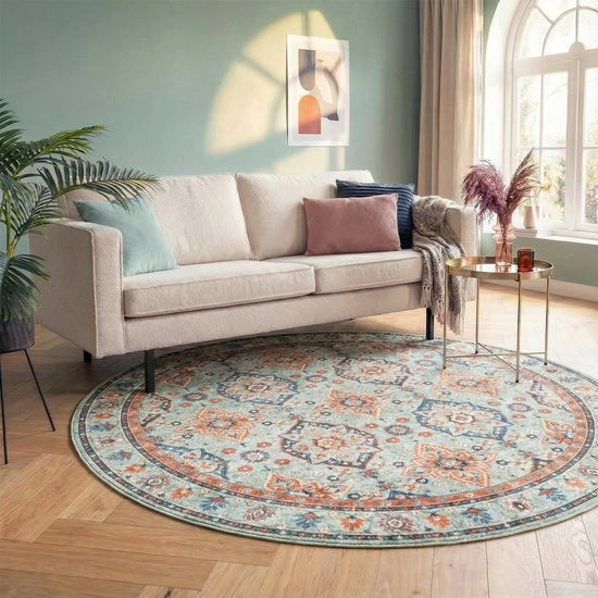 Tappeto vintage a forma rotonda - Immagine Oriente Verde - Ø 200cm