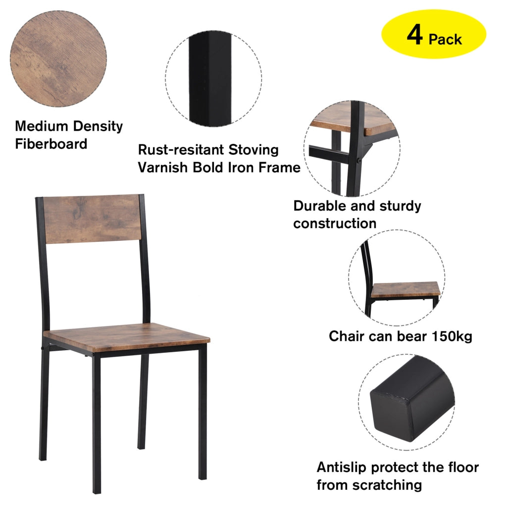 Set tavolo da pranzo con 2 sedie salvaspazio 70x70 cm in metallo marrone