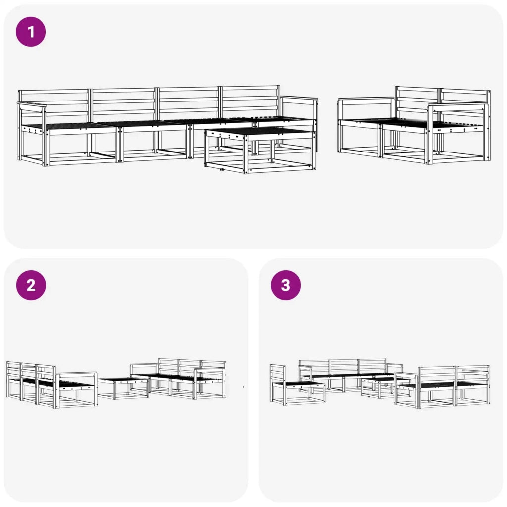 Set di divani da esterno 7 pcs Bianco 3386083