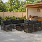 Set Divano da Giardino 13 pz Grigio e Grigio Scuro polyrattan 3436583