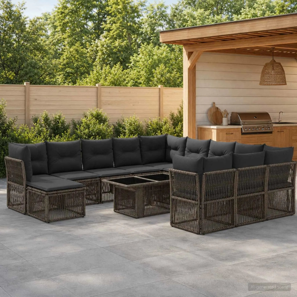Set Divano da Giardino 13 pz Grigio e Grigio Scuro polyrattan 3436583