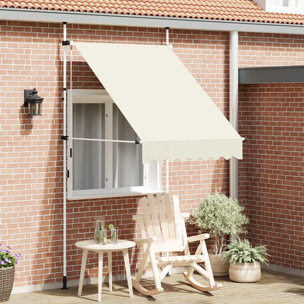 Tenda da Sole Retrattile Manuale-Tenda parasole per Patio 150 cm Crema