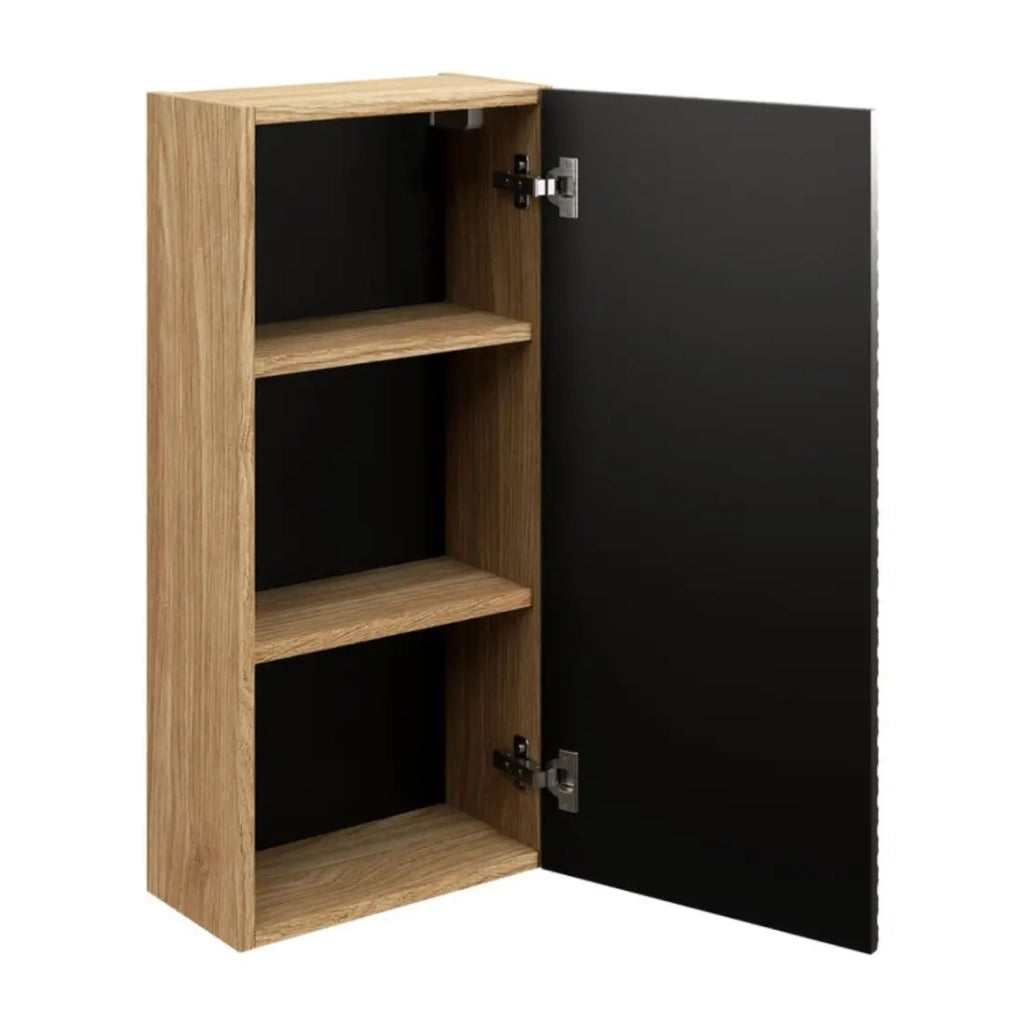 Mobile da parete YOKA - 1 anta - Rovere chiaro e nero - L35 × P19 × H75 cm - Da appendere