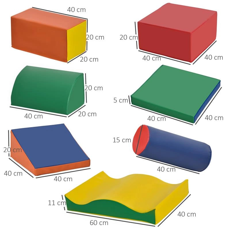 SET 7 BLOCCHI DI COSTRUZIONI MORBIDE PER BAMBINI DA 1-3 ANNI PER CASA E SCUOLA, MULTICOLORE