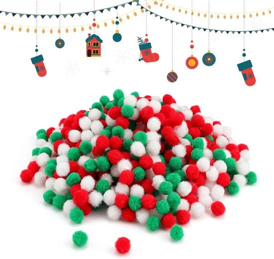 600 Palle Colorate di Vilten - Decorazione di Natale - Grappoli di Pompon Cariocchi - Minipompon - Fai da Te - Artigianato Creativo