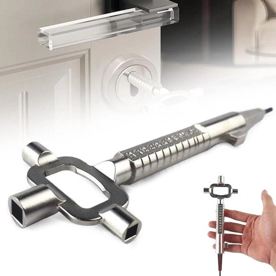 Set di Chiavi da Fai da Te Universali - 6-in-1 Chiave da Architetto - Con Misuratore di Cilindro - Per Cilindri a Inserimento - Chiave a Lame - Chiave a Sfera - Argento - Attrezzatura.