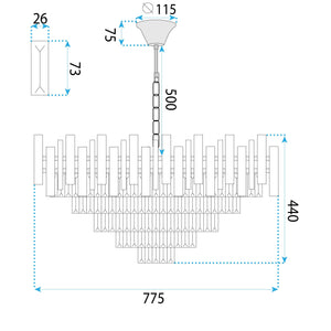 Lampada Cristal G053-cp 80cm Gold