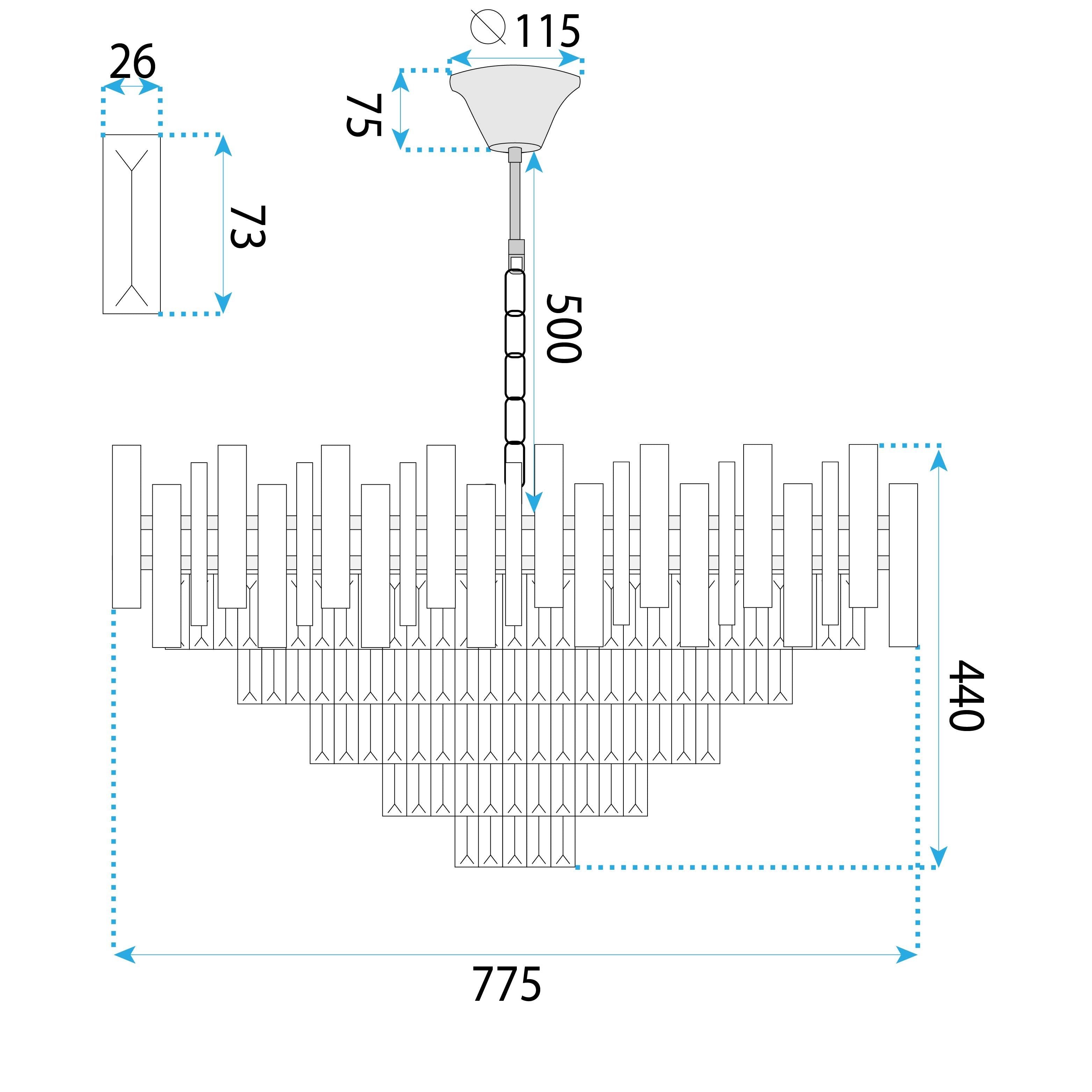 Lampada Cristal G053-cp 80cm Gold