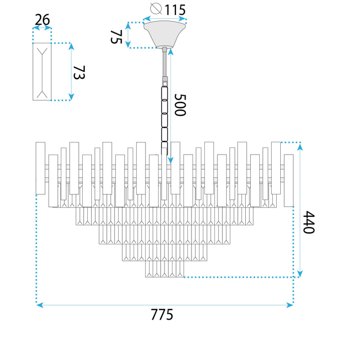 Lampada Cristal G053-cp 80cm Gold