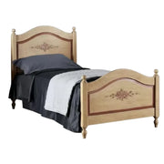 Letto sagomato singolo avorio antico filo rosso in legno 99x212x112 (1425) - Mobili 2G