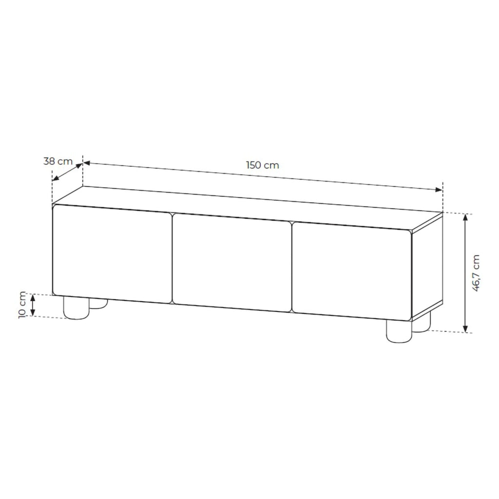 Gareto, Mobile Porta tv un Ripiano, 150x38x47h cm Marrone Rovere