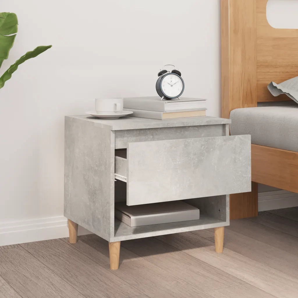 Comodino | Armadio da Notte | Mobiletto da notte Grigio Cemento 50x46x50 cm in Legno Multistrato