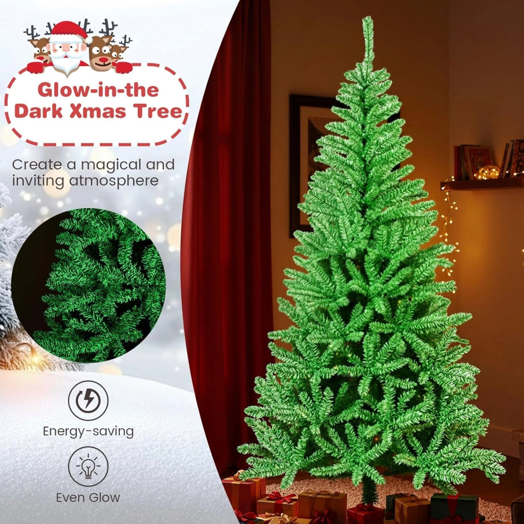 Albero di Natale artificiale 180 cm, luminoso al buio, albero di Natale artificiale con 692 punte di ramo, albero di Natale con supporto in metallo, albero decorativo Natale, albero di Natale