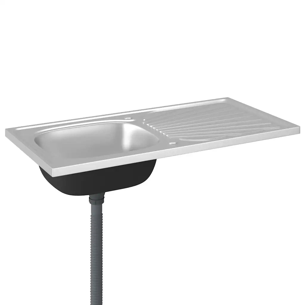 Lavello da Cucina con Scarico-Lavandino-Lavabo Argento 1000x500x155 mm Acciaio