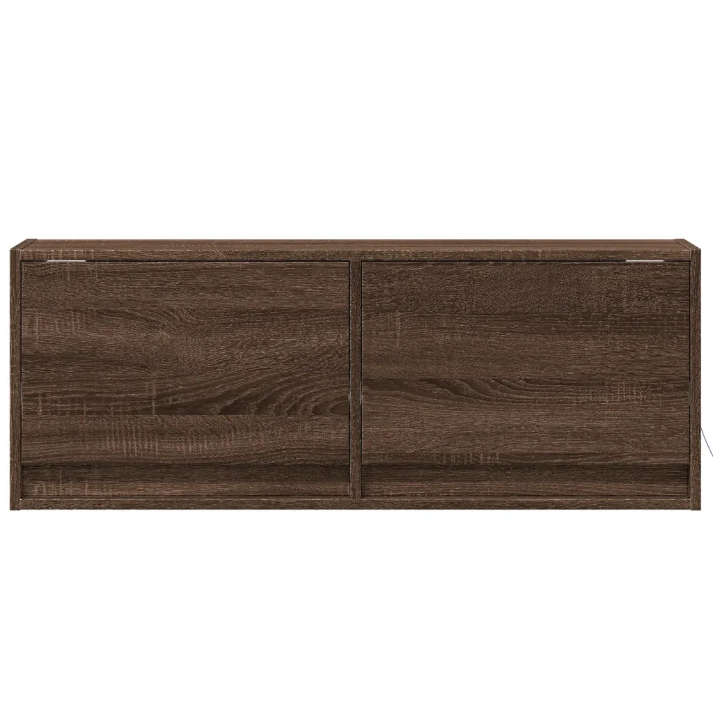 Mobile TV a Parete con Luci LED Rovere Marrone 100x31x35 cm 852368