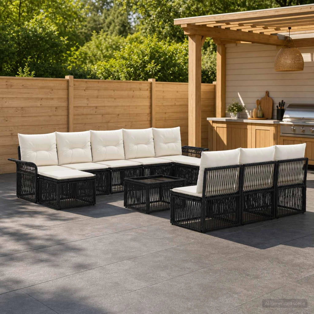 Set Divano da Giardino 11 pz Nero polyrattan 3434953