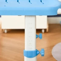 Banco Scuola per Bambini 6-12 Anni con Sedia Regolabile, Cassetto e Piano Inclinabile, 66x47x52-77 cm, Blu