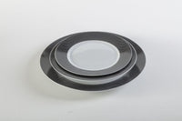 Servizio Piatti da Tavola 12 Pezzi in Porcellana Bianca Bordo Nero