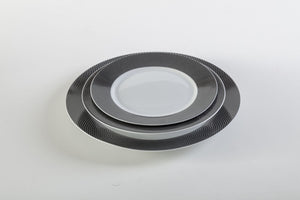 Servizio Piatti da Tavola 12 Pezzi in Porcellana Bianca Bordo Nero