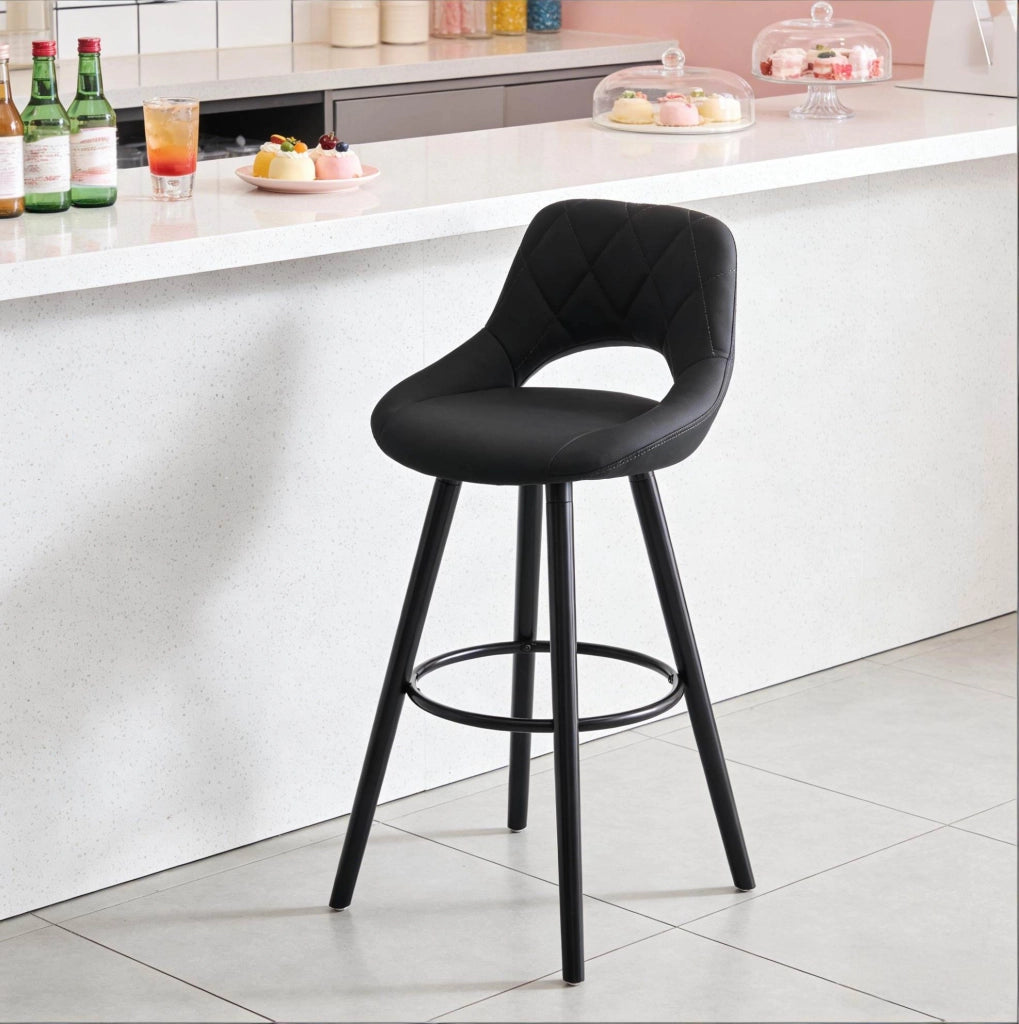 Sgabello da bar in tessuto antracite con schienale, H 91 cm