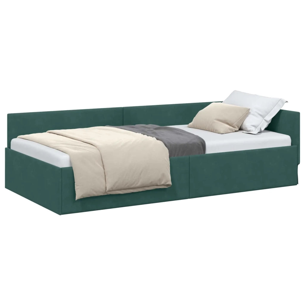 Cornice del letto ad angolo Verde Scuro 80 cm x 200 cm Velluto