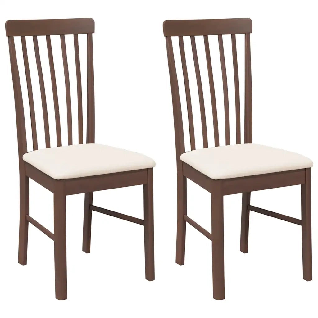 vidaXL Sedie da Pranzo con Cuscini 2pz Marrone Legno Massello di Hevea