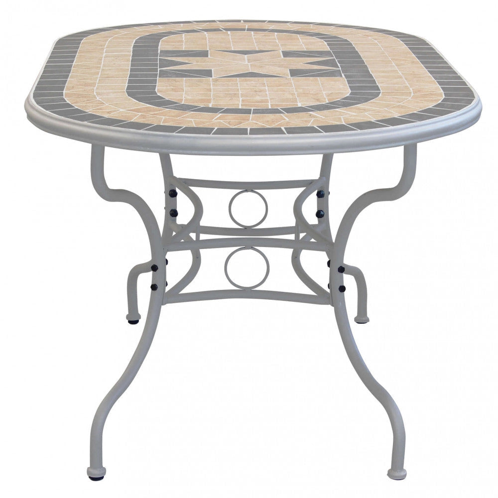 Tavolo Ovale Perse 160x90x74 h cm in Acciaio Tortora