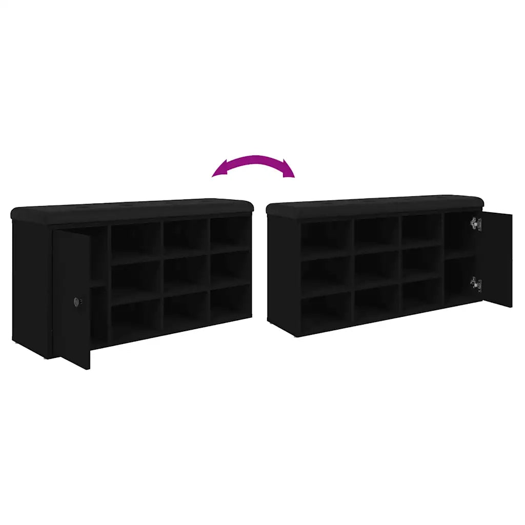 Panca Porta Scarpe-Sgabello-Panca Scarpiera Nera 102x32x50 cm in Legno Multistrato 322285