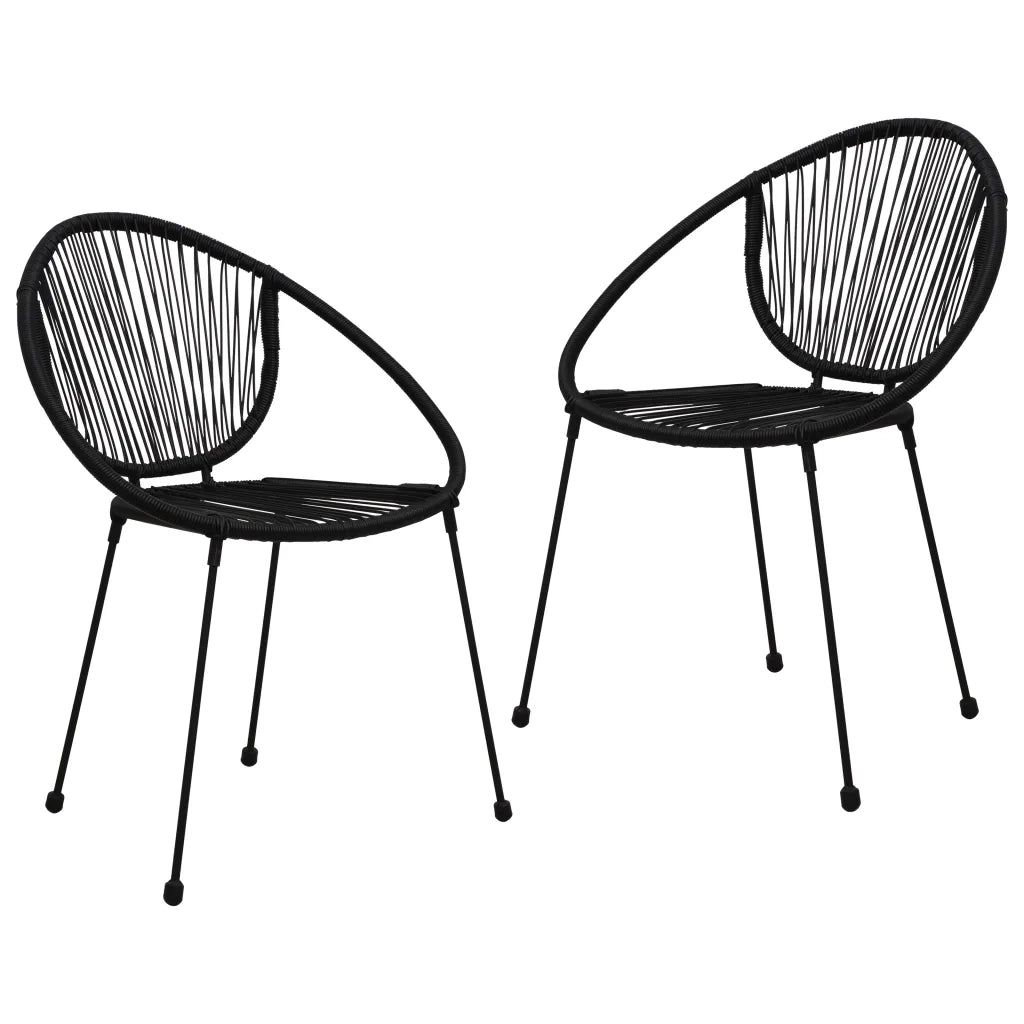 Set da Pranzo da Giardino 3 pz in Rattan PVC Nero cod mxl 35234