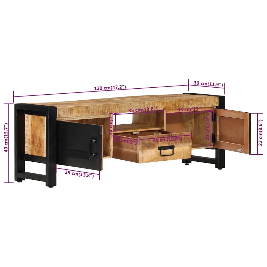 Mobile Porta TV 120x30x40 cm in Legno Massello di Mango cod mxl 14816
