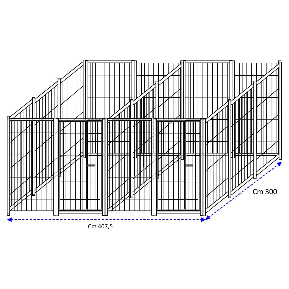2 box per cani da esterno con zincatura a caldo ciascuno da 300x200x altezza 180 centimetri
