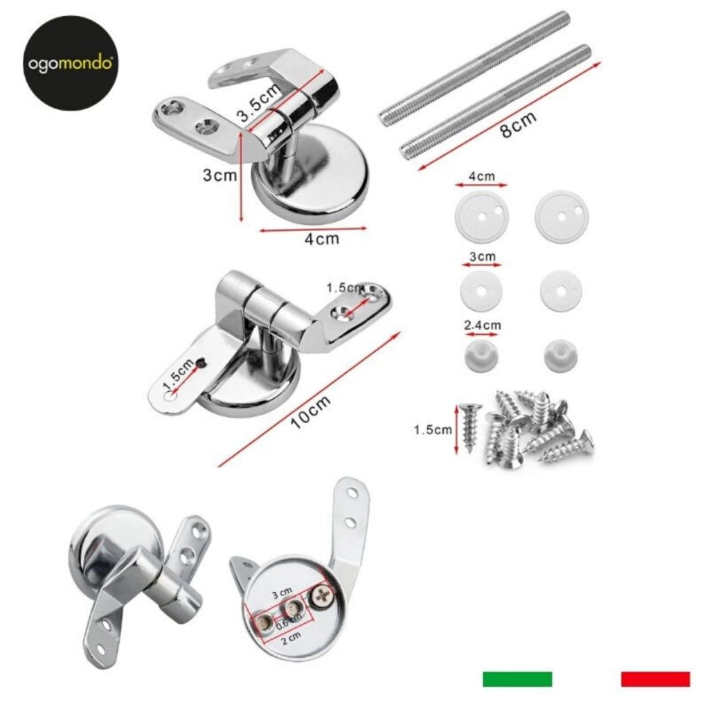 Ogomondo sedile wc mdf bianco universale sedix plus con 2 coppie di cerniere cromo in dotazione come ricambio
