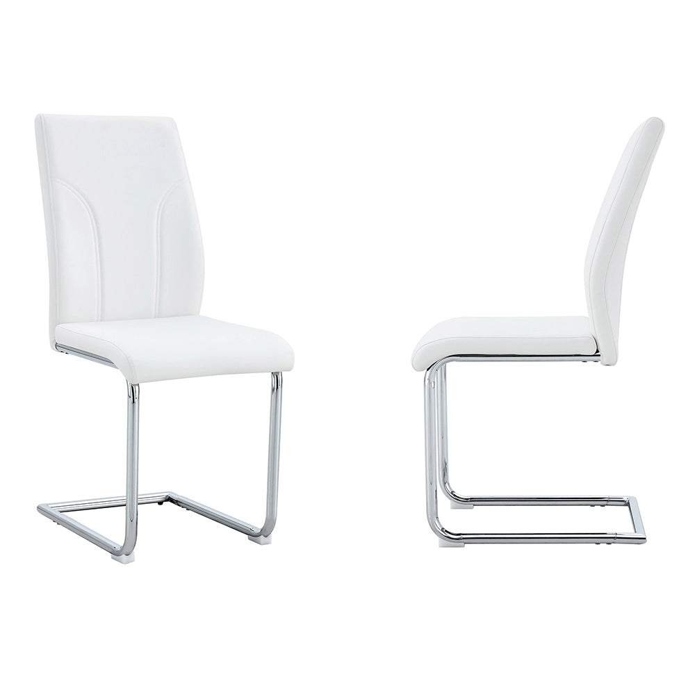 Set 2 sedie da pranzo - Xylo - PU bianco gambe argento