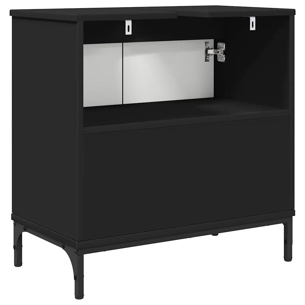 Armadio per Lavabo da Bagno con porta Nero 60,5 x 33,5 x 61 cm 883415