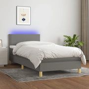 Letto a Molle Materasso e LED Grigio Scuro 100x200cm in Tessutocod mxl 122749