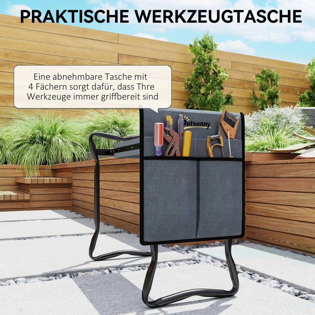 Sgabello da Giardino Pieghevole con Cuscinetti ¨C Minimal ¨C Grigio 58x28x49 cm