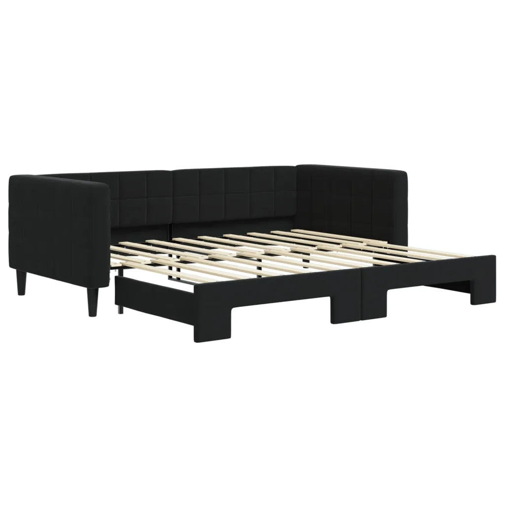 Divano letto | Sof¨¤ letto | Letto singolo Estraibile Nero 90x190 cm in Velluto